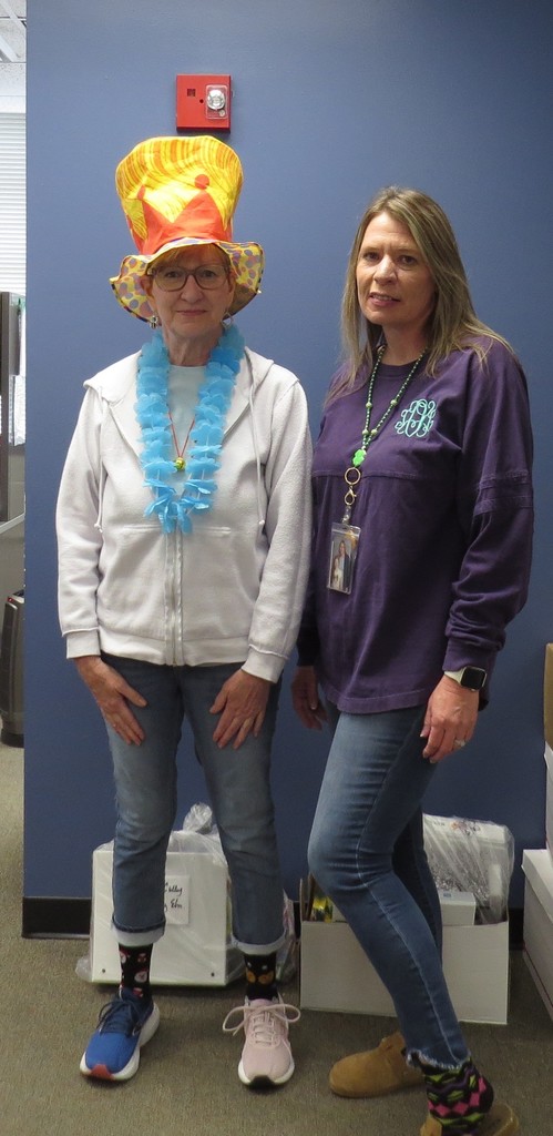Students  and Staff Celebrate "Wacky Wednesday" At Scottsburg Elementary During Read Across America