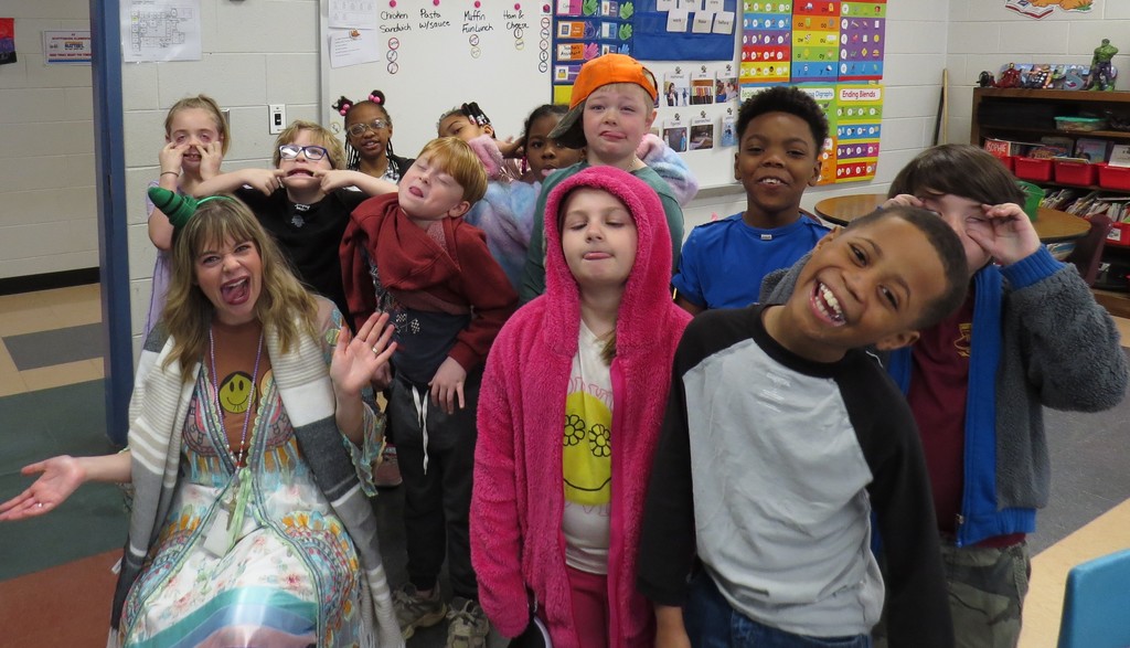 Students and Staff Celebrate "Wacky Wednesday" At Scottsburg Elementary During Read Across America