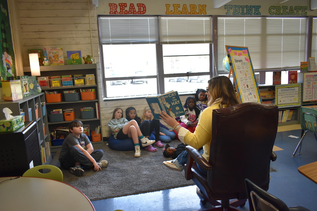 Mrs. Runion  reads Cat in the Hat