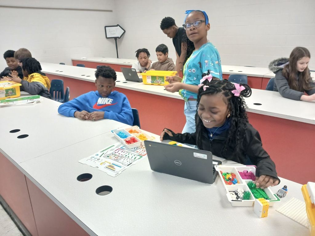 5th Graders Using Lego Spike Kits