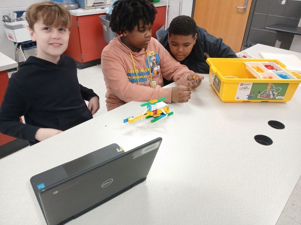 5th Graders Using Lego Spike Kits