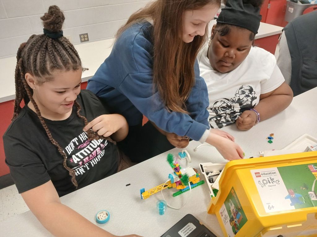 5th Graders Using Lego Spike Kits