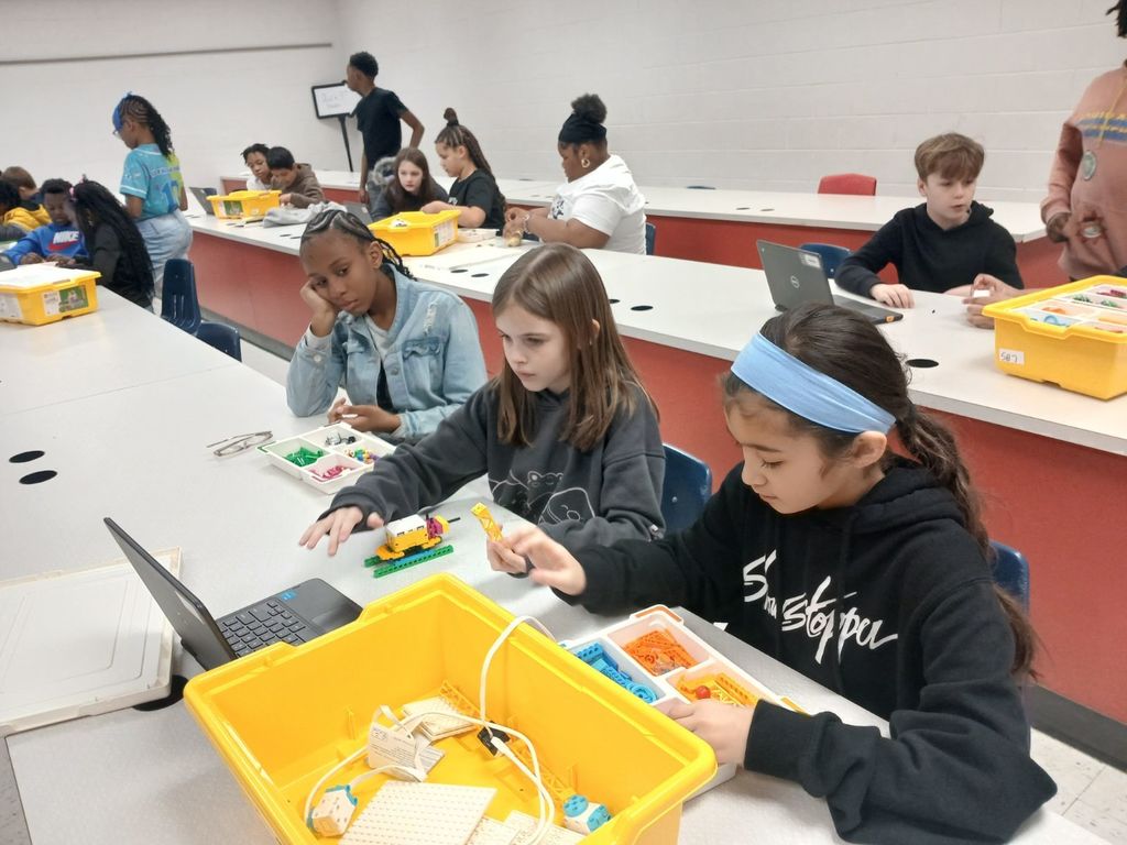 5th Graders Using Lego Spike Kits