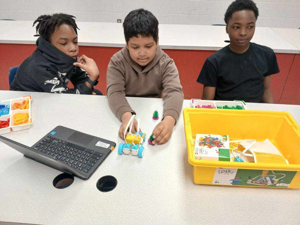 5th Graders Using Lego Spike Kits