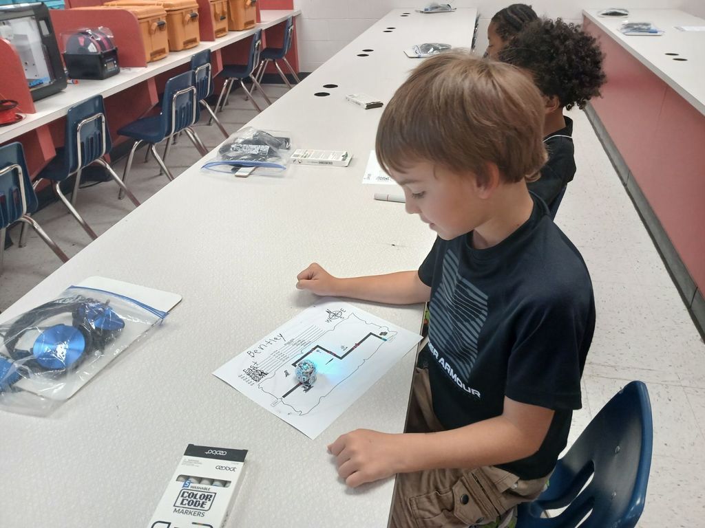 First graders learn cardinal directions with Ozobot!