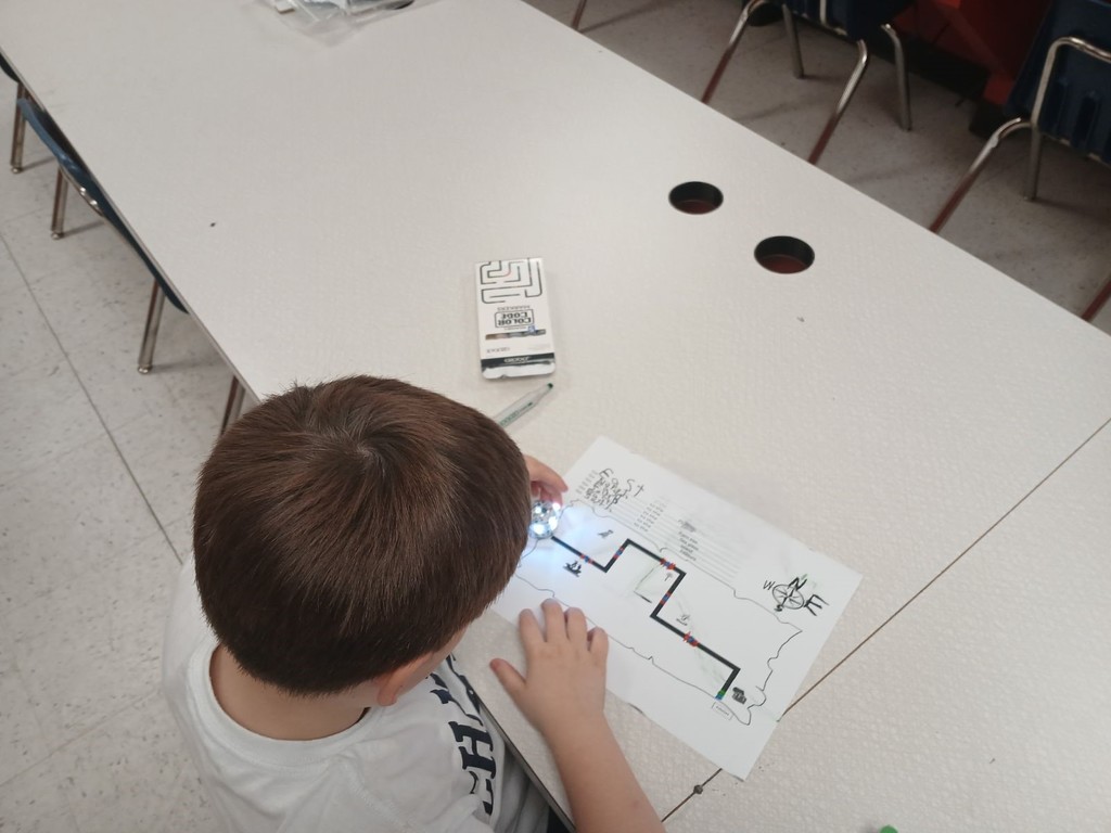 First graders learn cardinal directions with Ozobot!