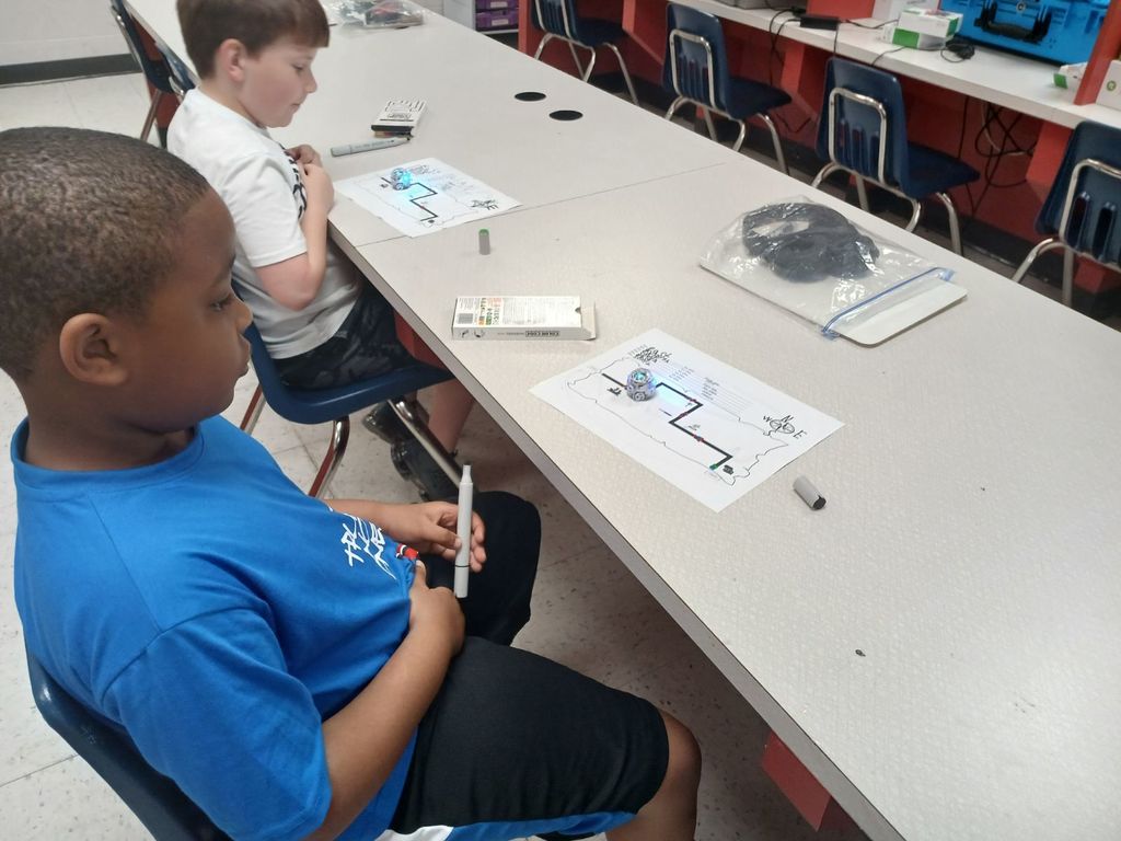 First graders learn cardinal directions with Ozobot!