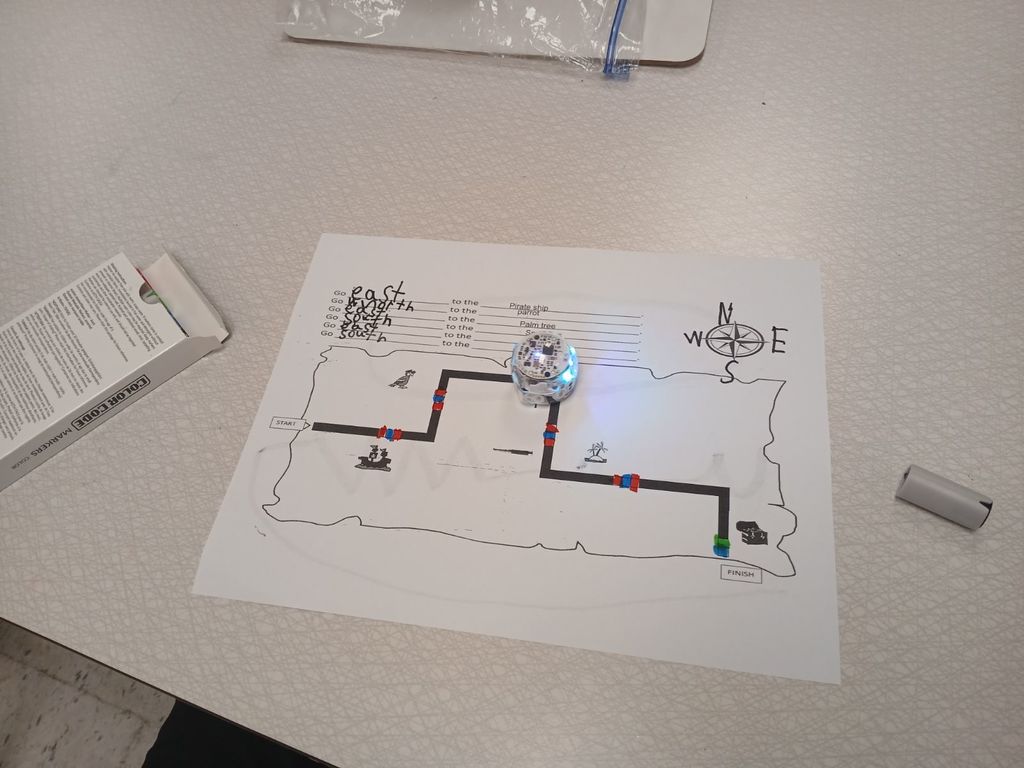 First graders learn cardinal directions with Ozobot!