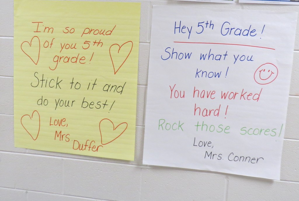 SOL Test Well Wishes Displayed For Students At Scottsburg Elementary