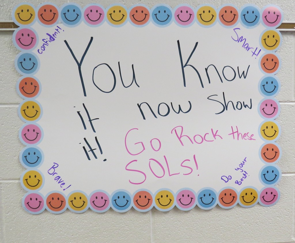 SOL Test Well Wishes Displayed For Students At Scottsburg Elementary