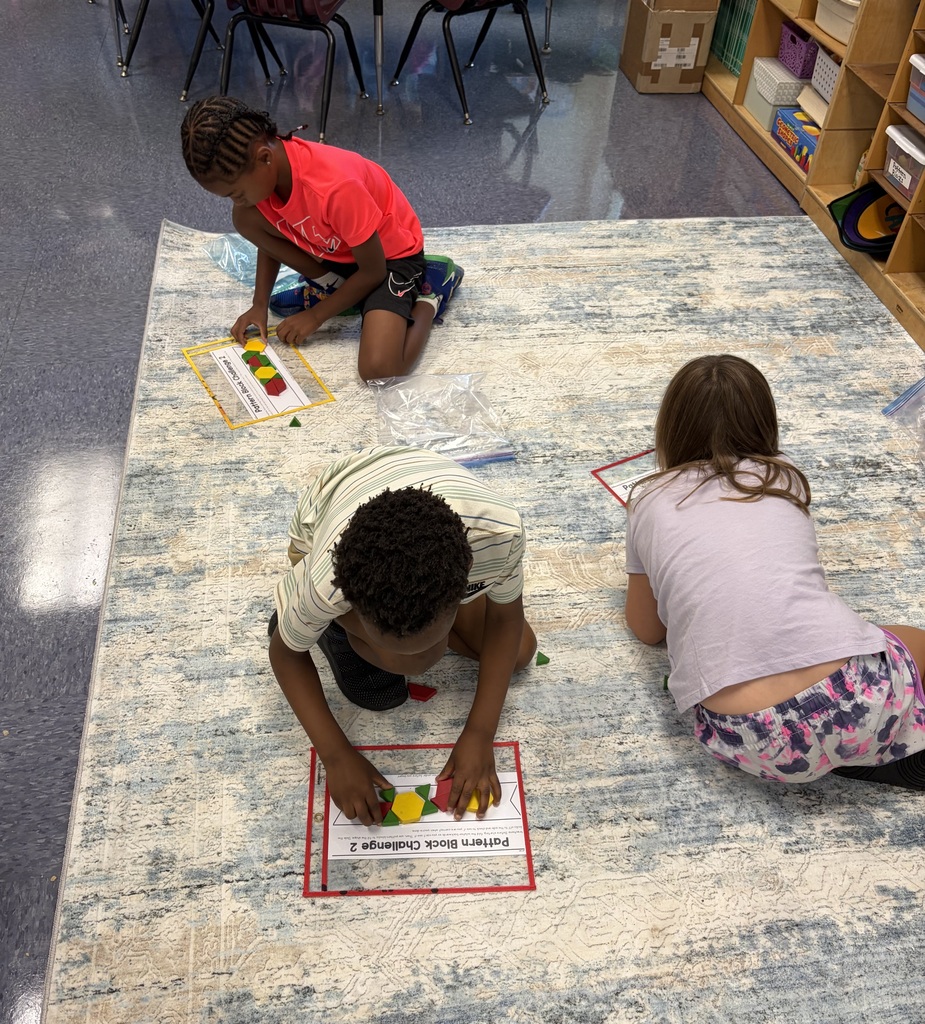 students working with pattern blocks