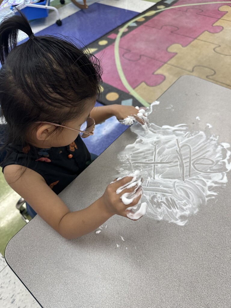 Shaving Cream Letters with Kindergarten