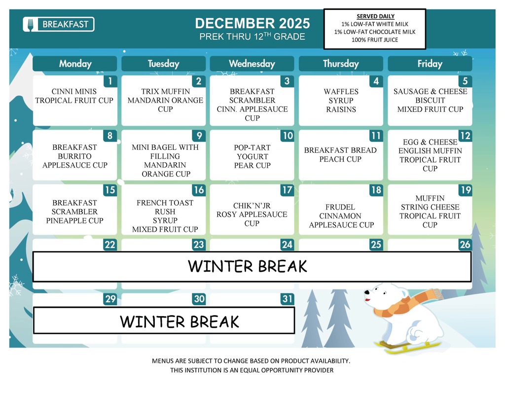 December 2nd Chance Breakfast Menu