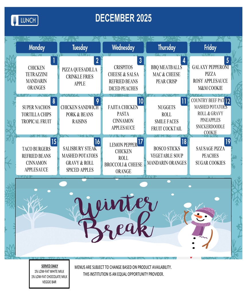 December Lunch Menu