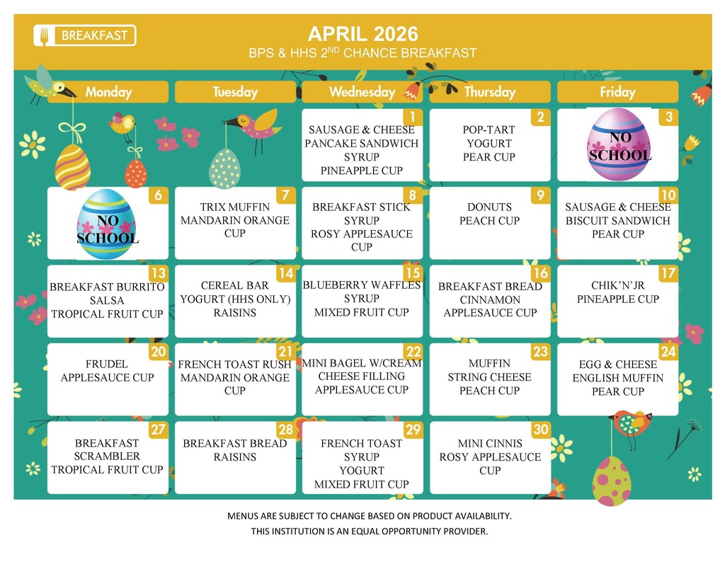 April 2nd Chance Breakfast Menu