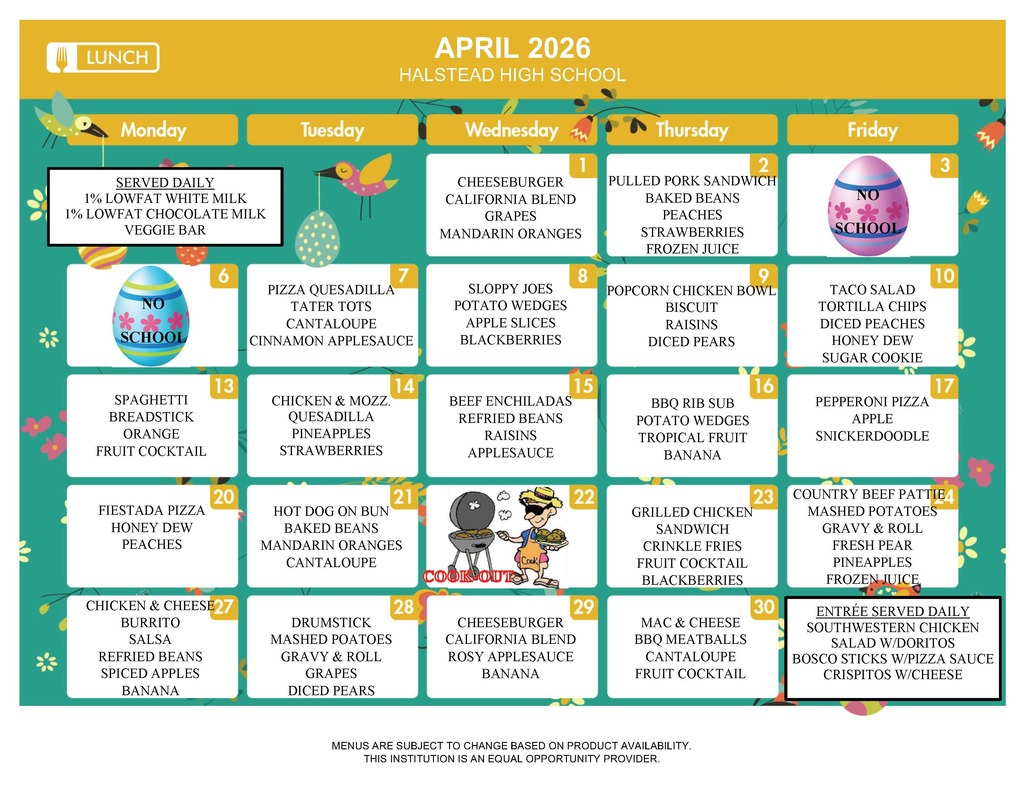 April Lunch Menu