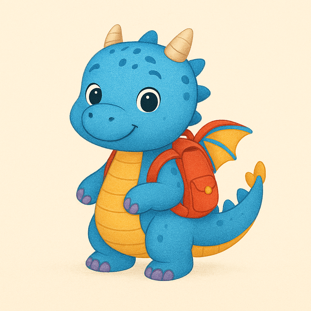 Preschool dragon with backpack