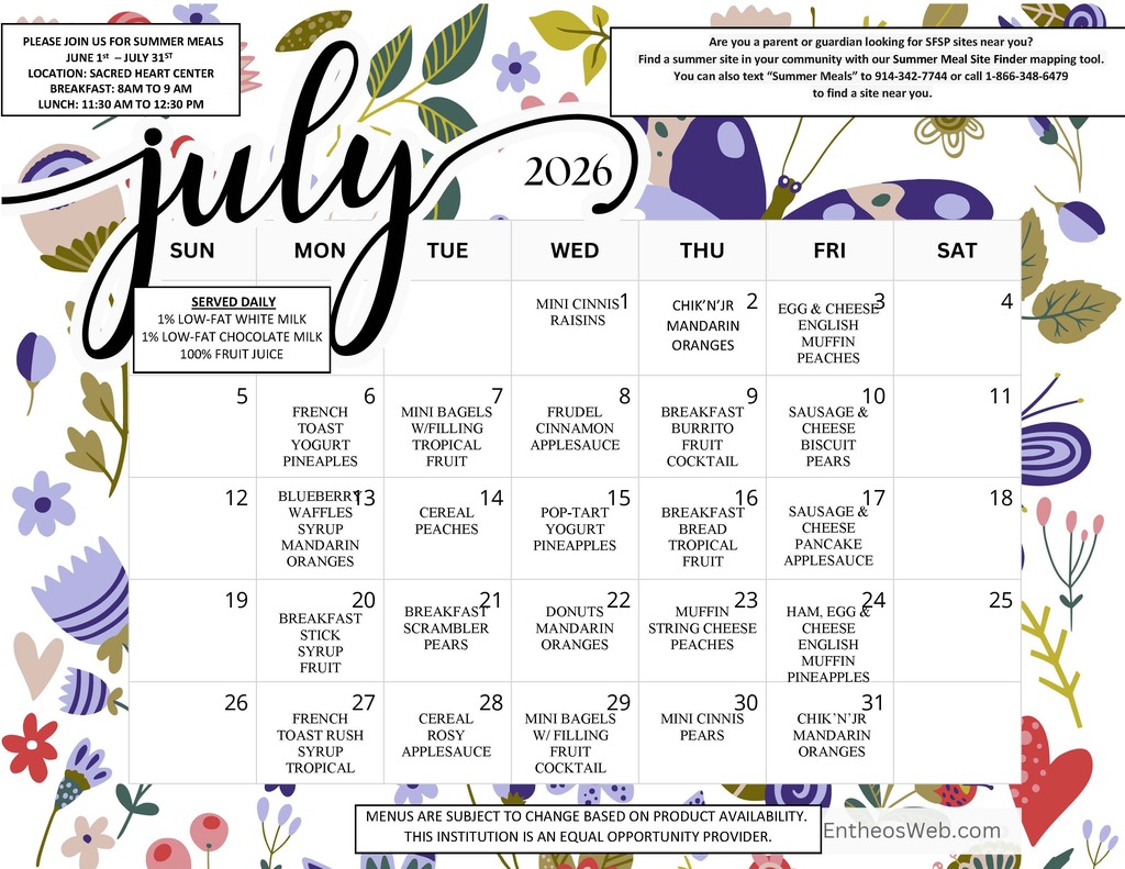July Breakfast Menu