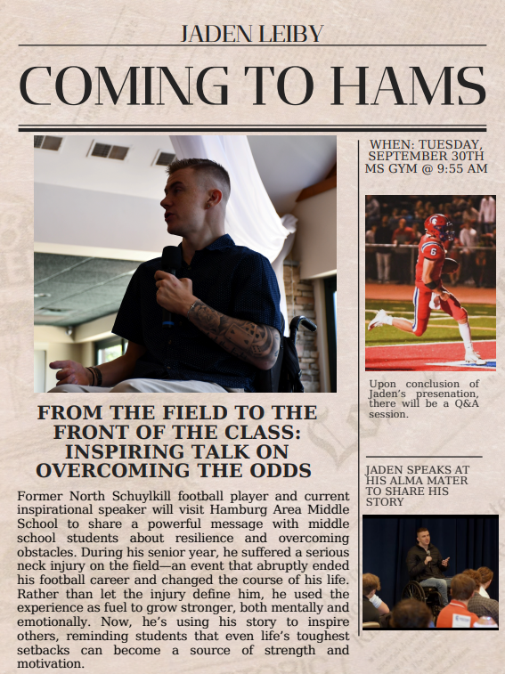 Jaden Leiby to Visit HAMS