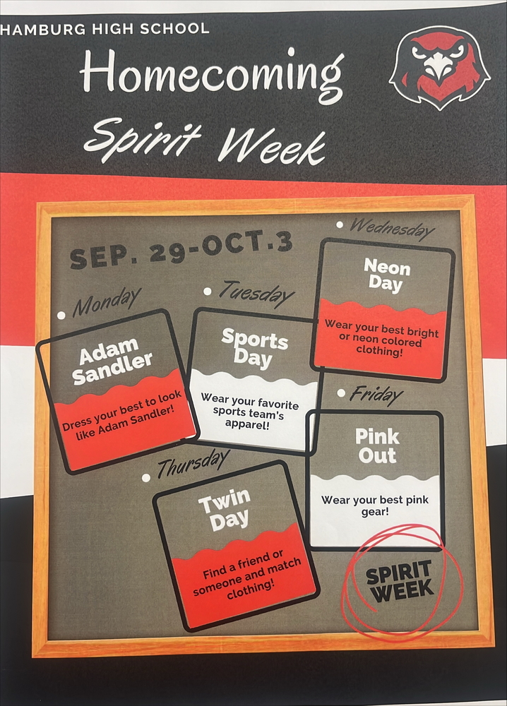HS Homecoming Spirit Week 9/29-10/3