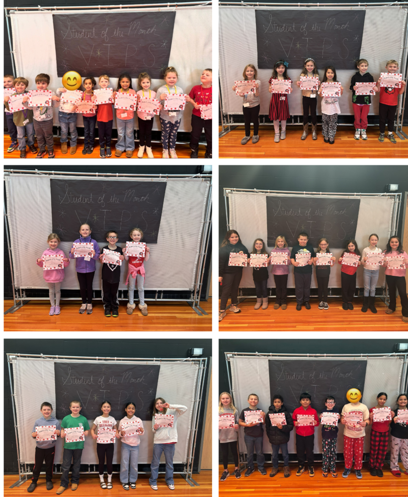January Students of the month standing with certificate