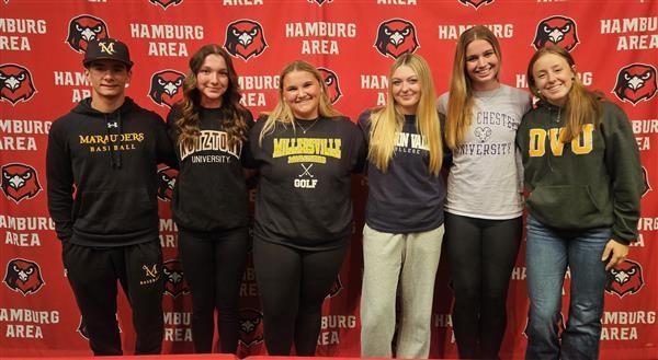 Group of student-athletes with their respective colleges.