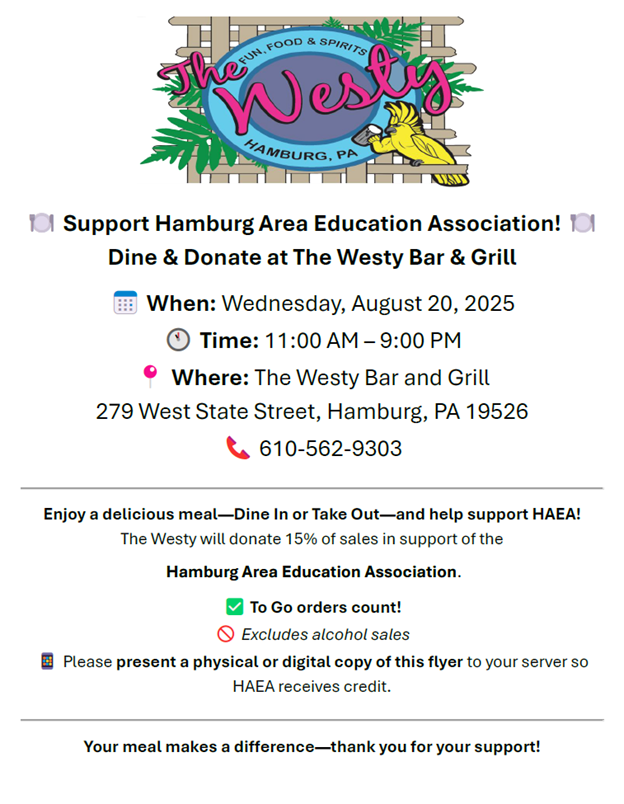 HAEA Dine & Donate 8/20/25 - 11 AM - 9:00 PM