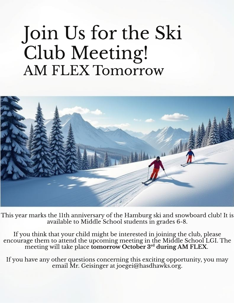Ski Club Meeting Tomorrow AM FLEX