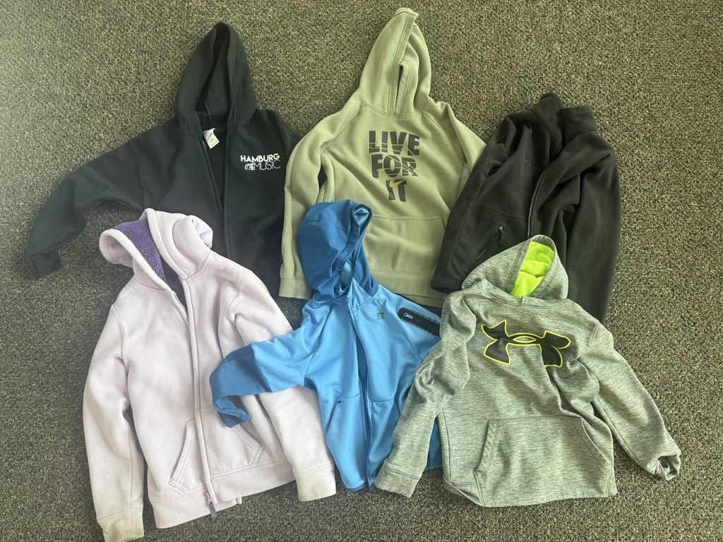 Variety of hooded sweatshirts 