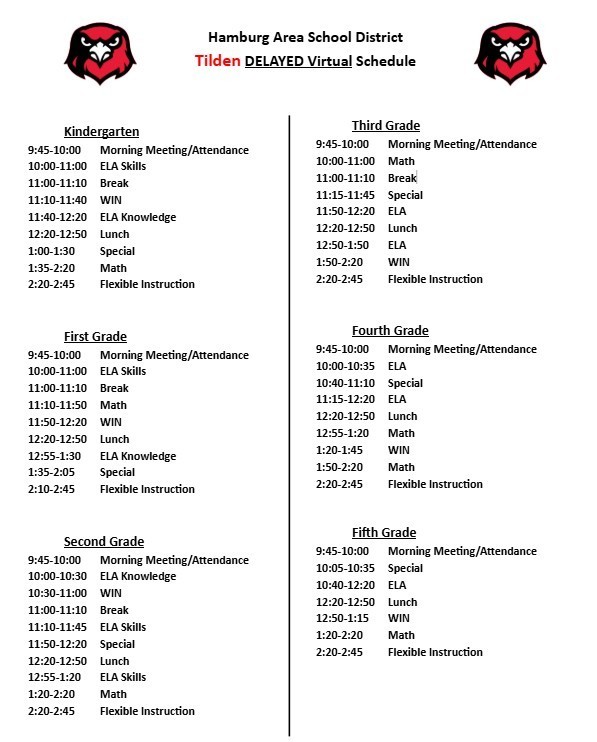 Delayed Virtual Schedule for Tilden Elementary