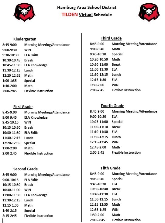 Image of Virtual Instruction schedule