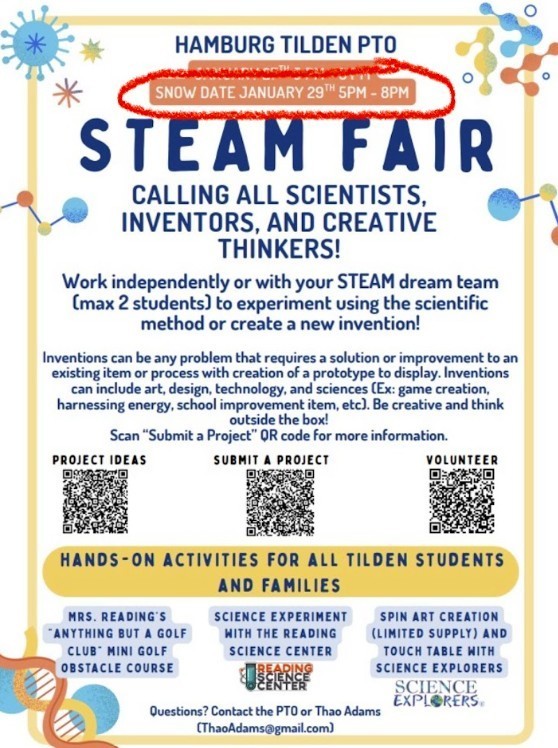 STEAM Snow Date Flyer