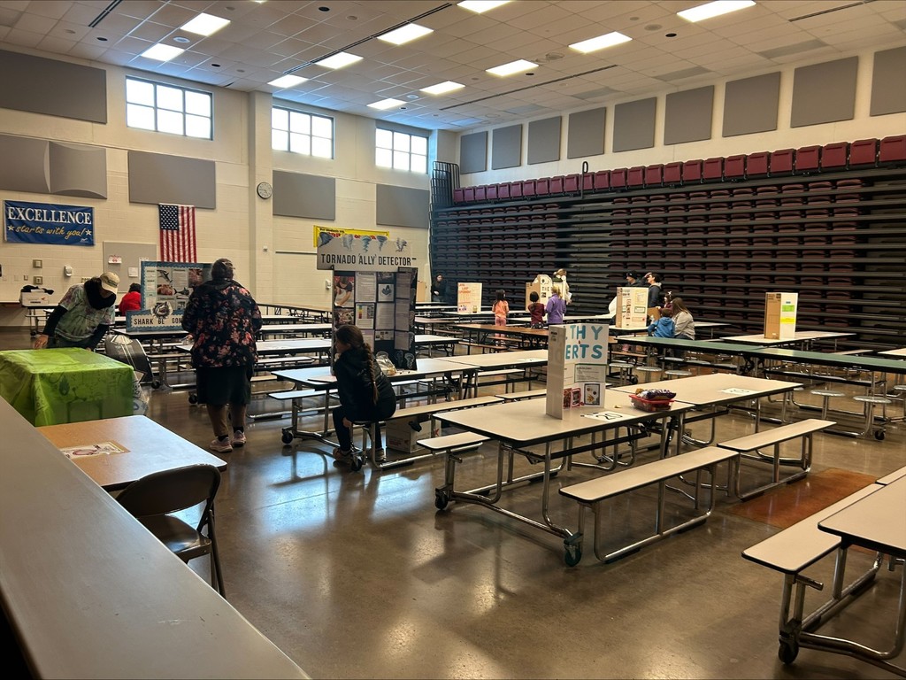science fair set up in gym