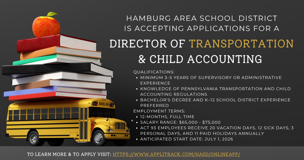 Advertisement for Director of Transportation & Child Accounting position. 