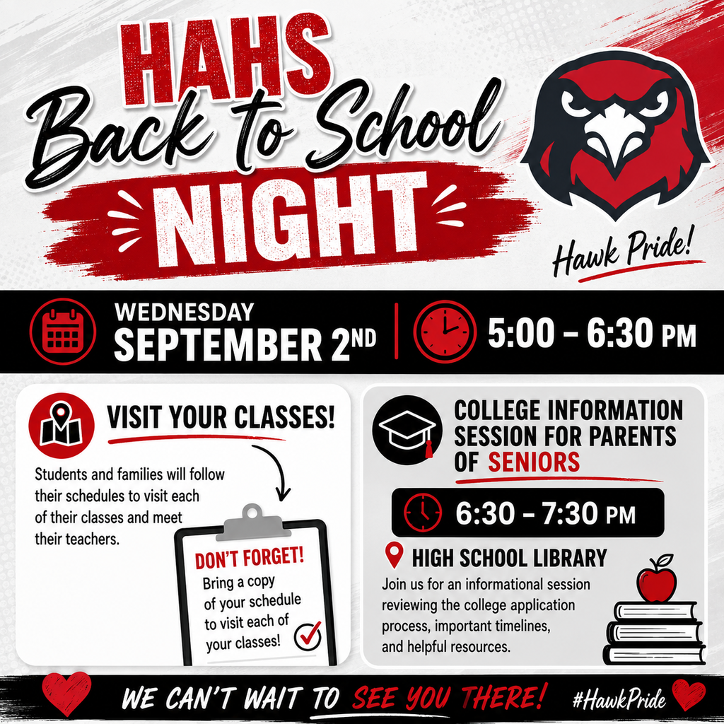 Back to school reminder for 9/2/2026 from 5:00-6:30 PM