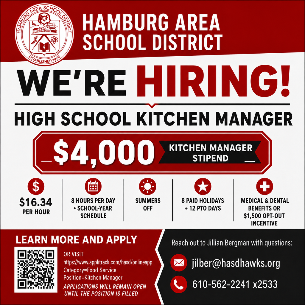 HS Kitchen Manager Job Posting