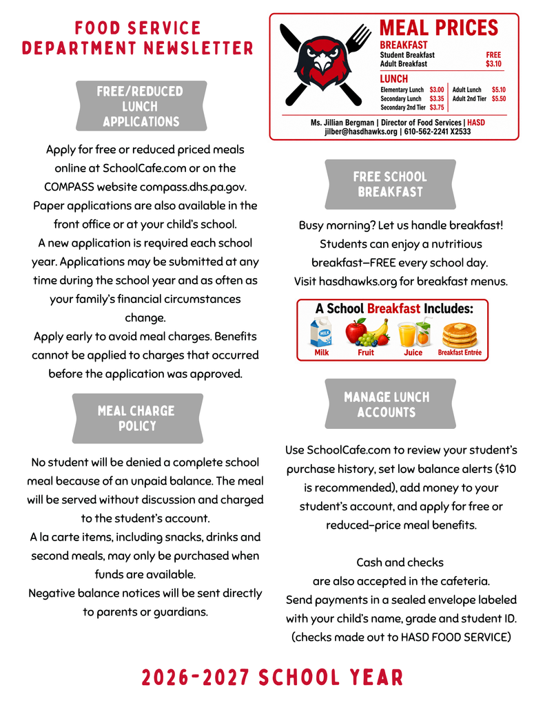26-27 HASD Food Service Department Newsletter