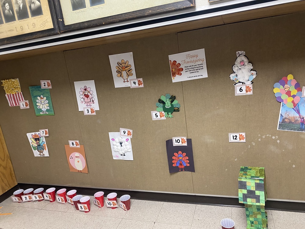 Elementary students disguise a turkey!