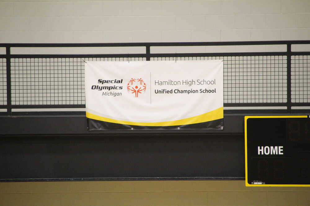 A Unified Champion School banner at Hamilton High School.