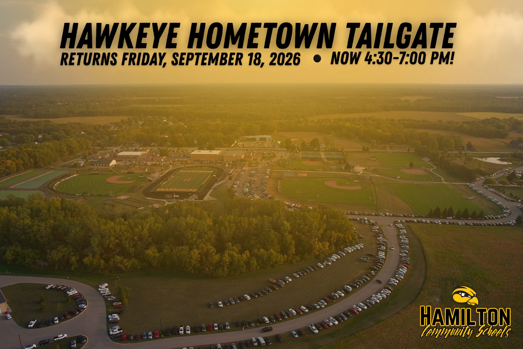 Hawkeye Hometown Tailgate returns Friday, September 18, 2026 from 4:30-7:00 PM.
