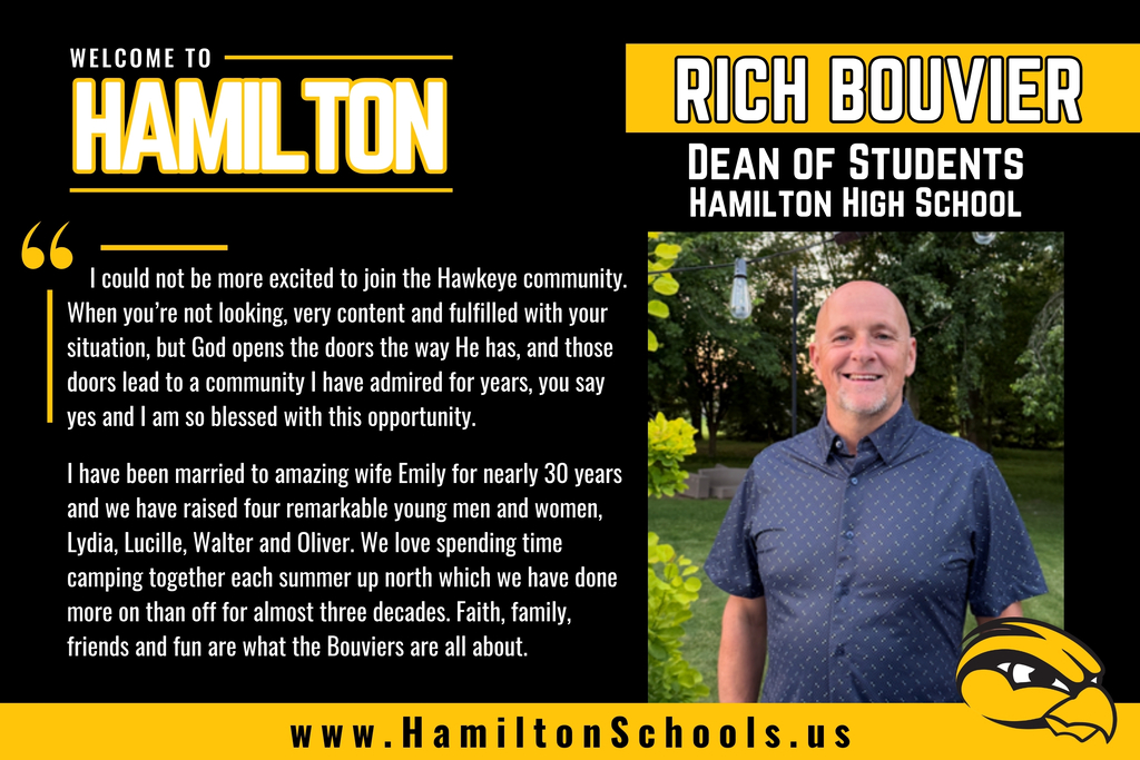 Rich Bouvier introduced as Dean of Students at Hamilton High School.