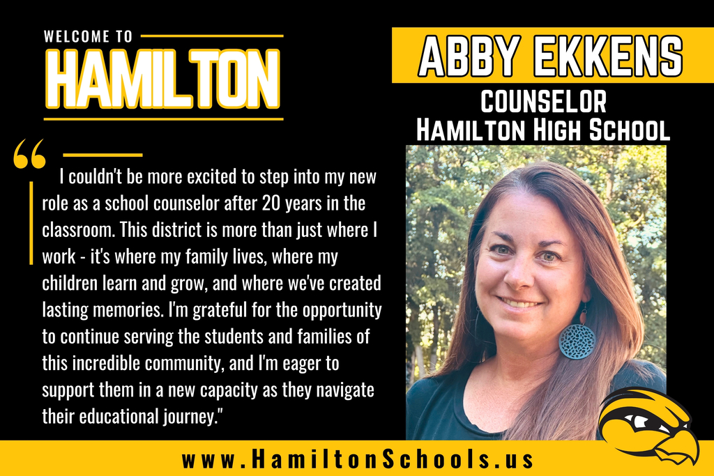 Abby Ekkens introduced as a new counselor at Hamilton High School.