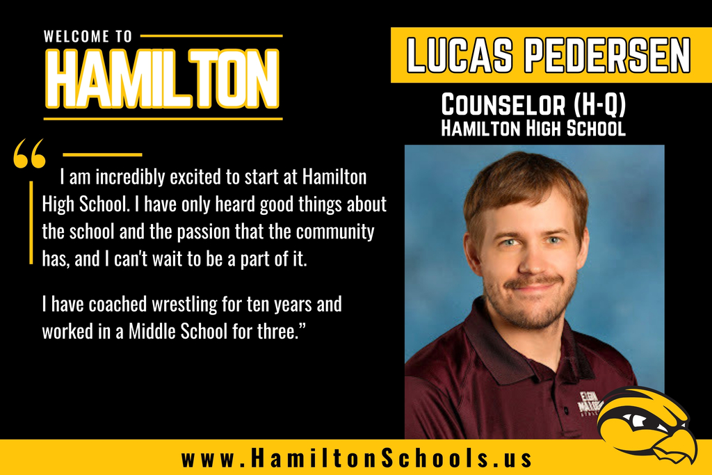 Lucas Pedersen, a new counselor at Hamilton High School.