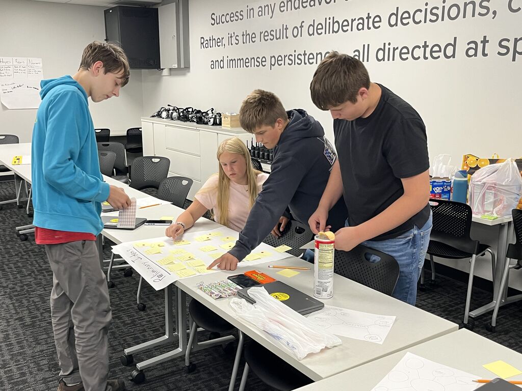 Students work together in a group during summer PBL.