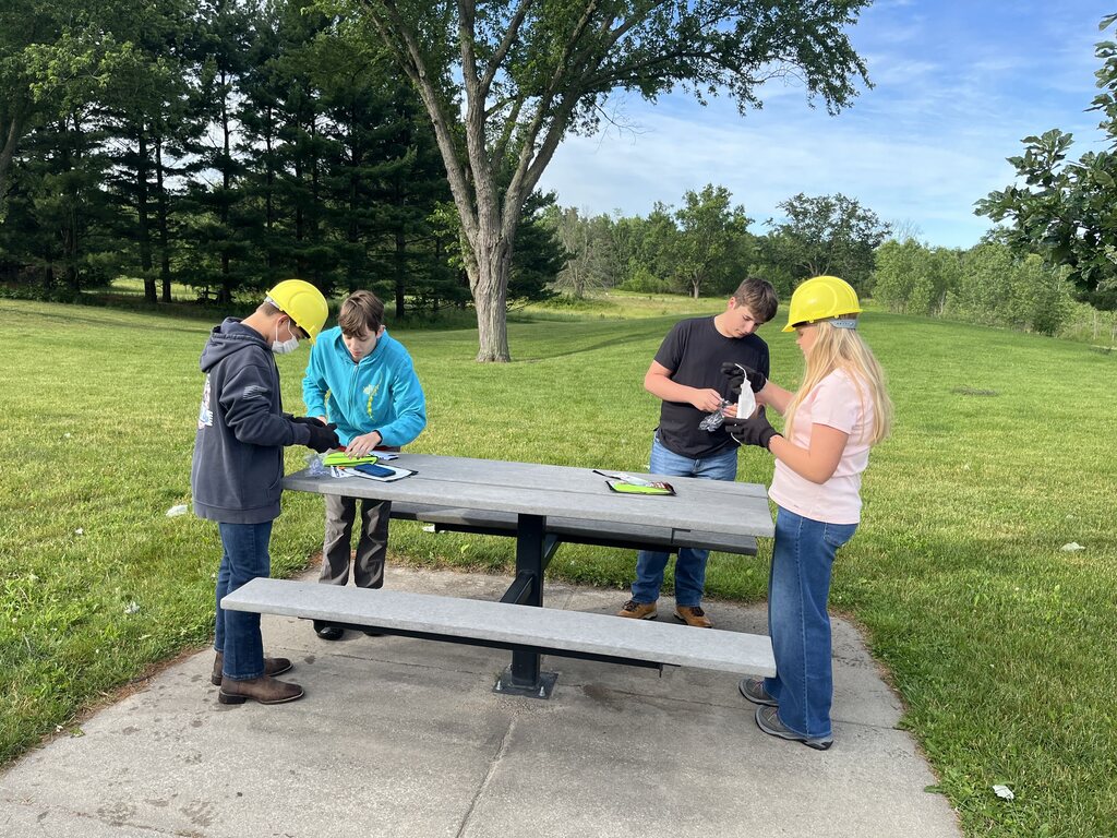 Students work together in a group during summer PBL.