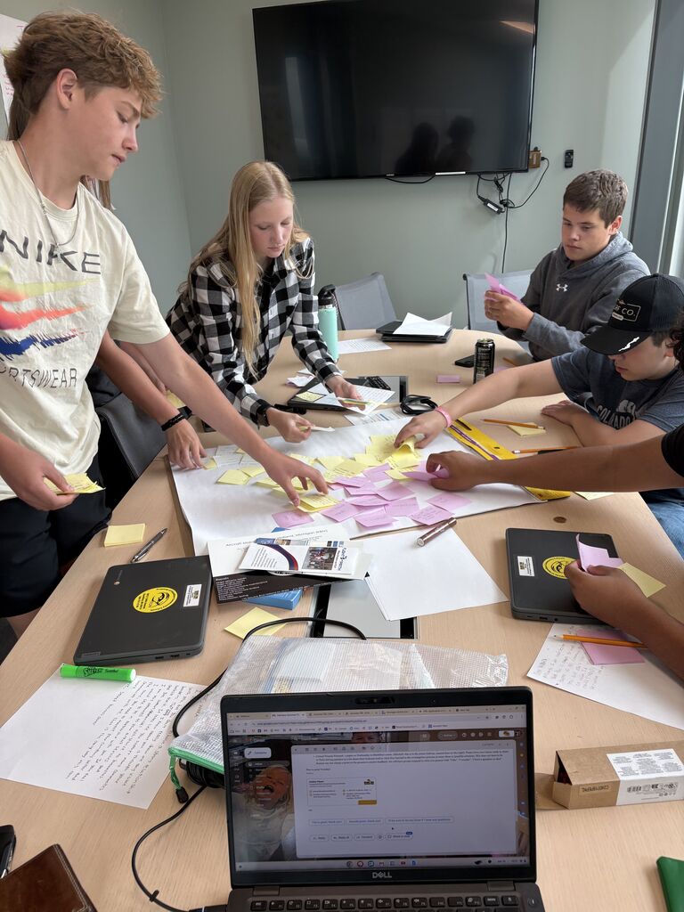 Students work together in a group during summer PBL.