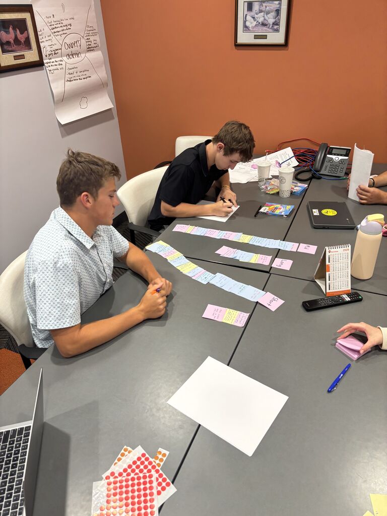 Students work together in a group during summer PBL.