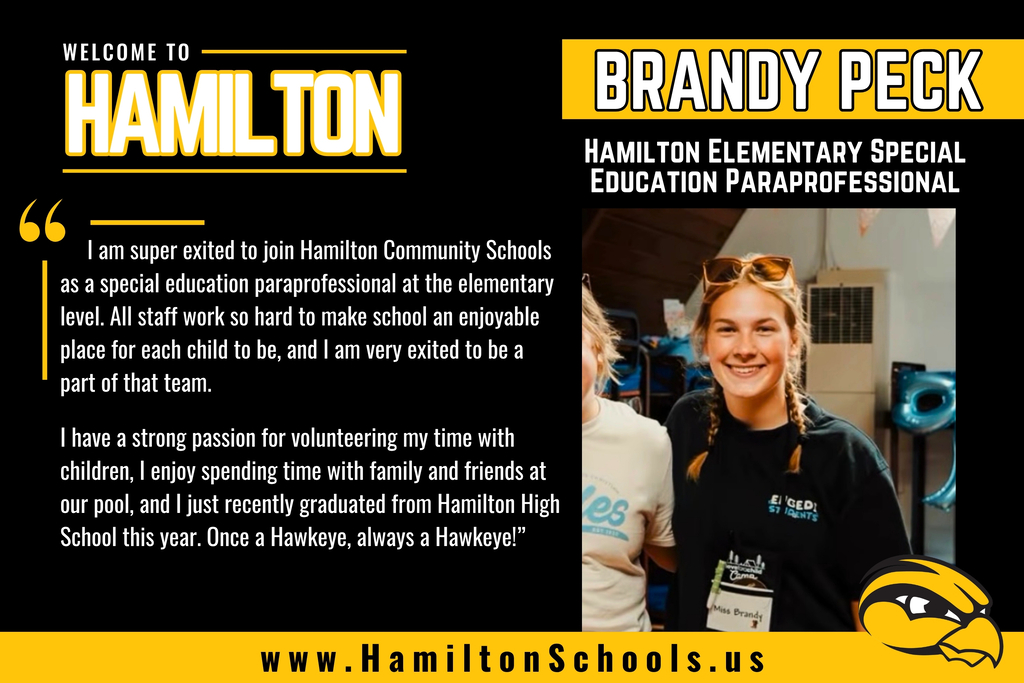 An introduction for Brandy Peck, Hamilton Elementary special education paraprofessional.
