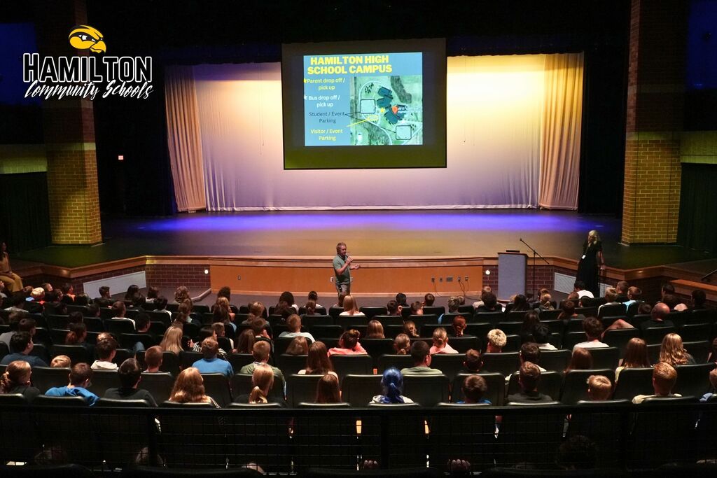Back to school assembly for 8th graders.