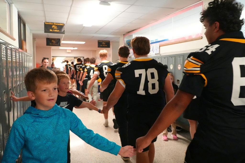 Hamilton football visits Hamilton Elementary.